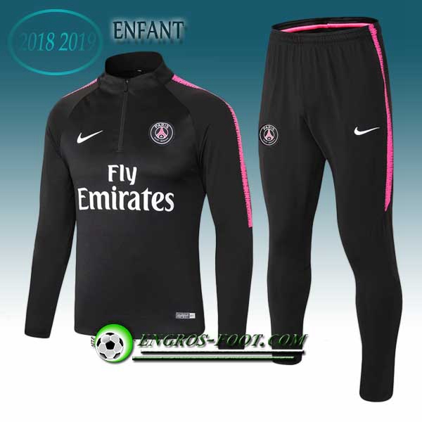 Engros-foot: Ensemble Survetement Foot PSG Enfant Noir 2018-2019 Thailande