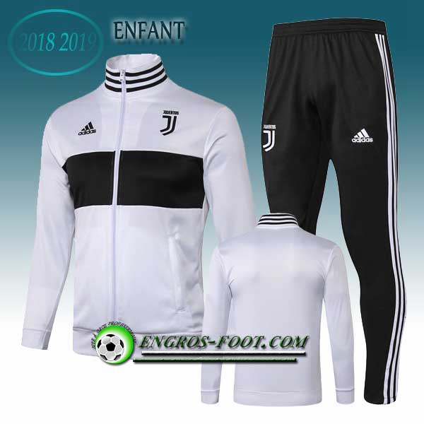 Engros-foot: Ensemble Survetement Foot - Veste Juventus Enfant Blanc/Noir 2018-2019 Thailande