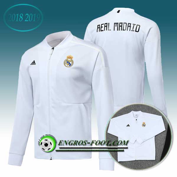 Engros-foot: Veste Foot Real Madrid Blanc 2018-2019 Thailande