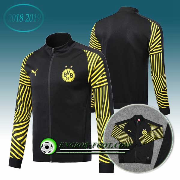 Engros-foot: Veste Foot Dortmund BVB Noir/Jaune 2018-2019 Thailande