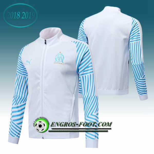 Engros-foot: Veste Foot Marseille OM Blanc/Bleu 2018-2019 Thailande