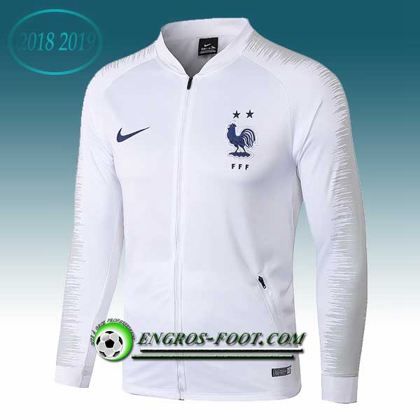 Engros-foot: Veste Foot France 2 Etoiles Blanc 2018-2019 Thailande