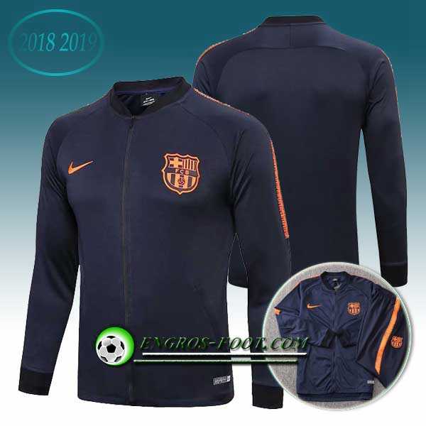 Engros-foot: Veste Foot FC Barcelone Bleu Fonce/Jaune 2018-2019 Thailande