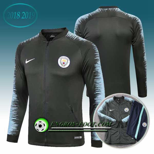 Engros-foot: Veste Foot Manchester City Noir/Bleu 2018-2019 Thailande