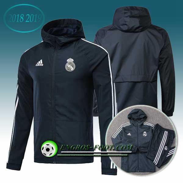 Engros-foot: Veste Foot Coupe Vent Real Madrid Gris foncé 2018-2019 Thailande