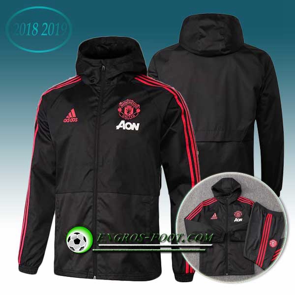 Engros-foot: Veste Foot Coupe Vent Manchester United Noir 2018-2019 Thailande