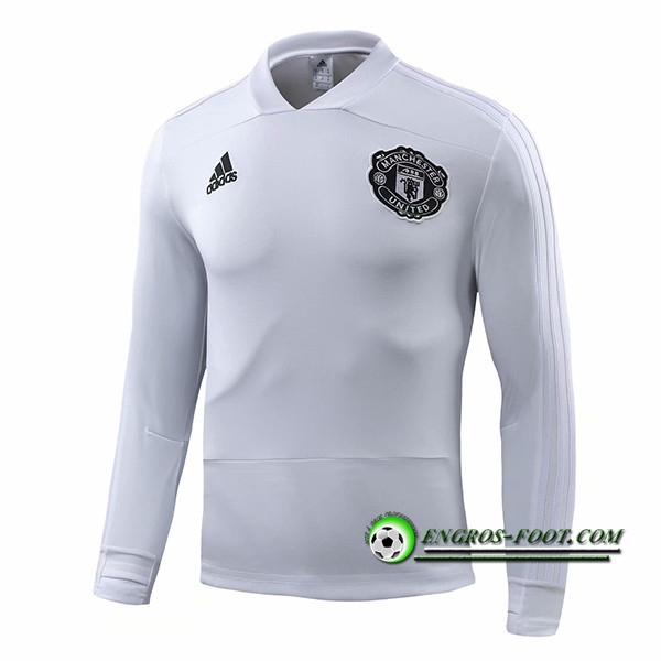 Engros-foot: Sweatshirt Training Manchester United Blanc 2018-2019 Thailande