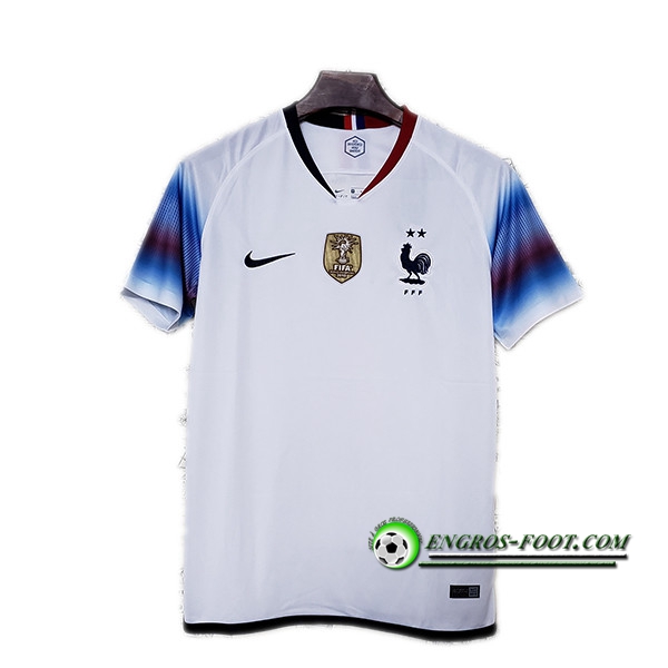 Engros-foot: Maillot de France 2 Etoiles Exterieur Blanc 2019-2020 Thailande