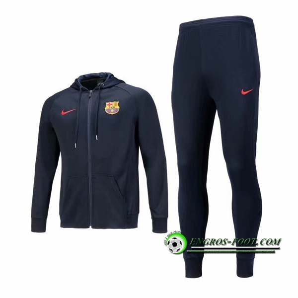 Engros-foot: Ensemble Veste A Capuche Survetement FC Barcelone Noir 2018-2019 Thailande