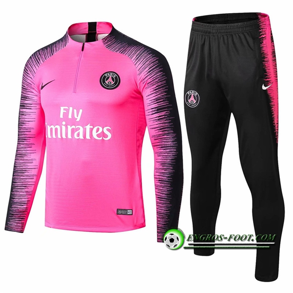 Engros-foot: Ensemble Survetement Foot PSG Rose/Noir 2018-2019 Thailande