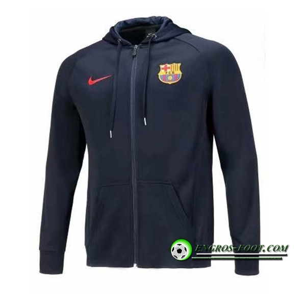 Engros-foot: Veste Foot avec Capuche FC Barcelone Noir 2018-2019 Thailande