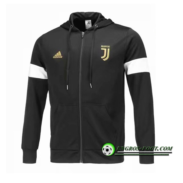 Engros-foot: Veste Foot avec Capuche Juventus Noir 2018-2019 Thailande