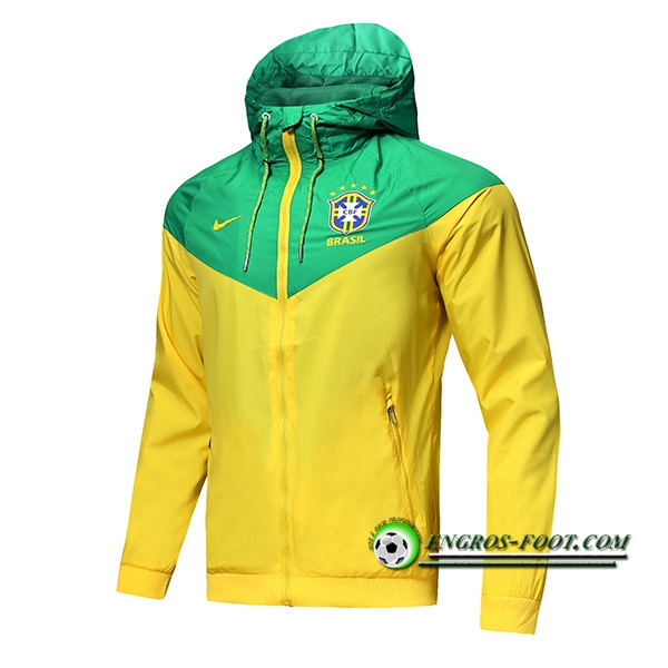 Engros-foot: Veste Foot Coupe Vent Brésil Jaune/Vert 2018-2019 Thailande