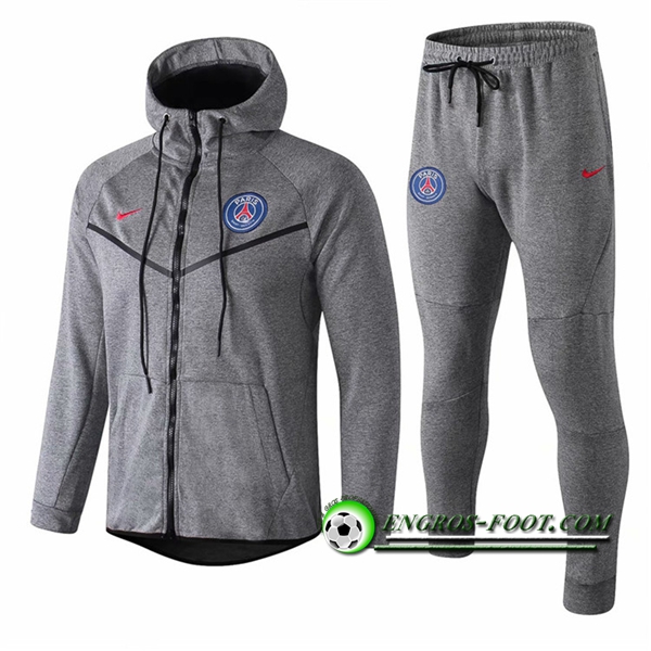 Engros-foot: Ensemble Veste A Capuche Survetement PSG Gris 2018-2019 Thailande