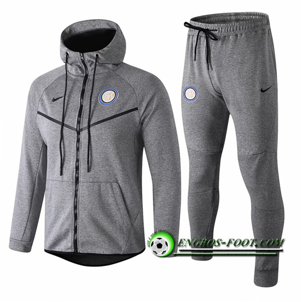 Engros-foot: Ensemble Veste A Capuche Survetement Inter Milan Gris 2018-2019 Thailande