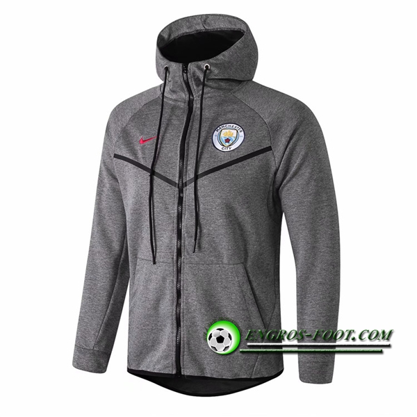 Engros-foot: Veste A Capuche Foot Manchester City Gris 2018-2019 Thailande