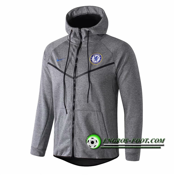 Engros-foot: Veste A Capuche Foot FC Chelsea Gris 2018-2019 Thailande