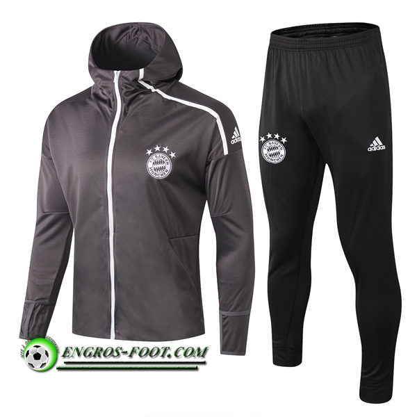 Engros-foot: Ensemble Sweat A Capuche Survetement Bayern Munich Gris 2019-2020 Thailande