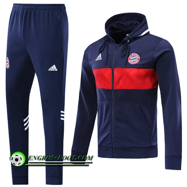 Engros-foot: Ensemble Sweat A Capuche Survetement Bayern Munich Bleu Fonce 2019-2020 Thailande