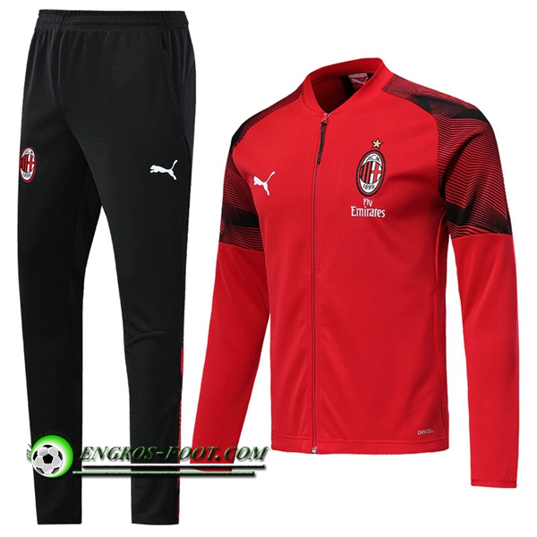 Engros-foot: Nouveaux Ensemble Survetement de - Veste Milan AC Rouge 2019-2020 Thailande