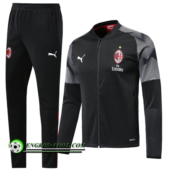 Engros-foot: Nouveaux Ensemble Survetement de - Veste Milan AC Noir 2019-2020 Thailande