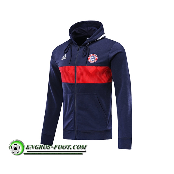 Engros-foot: Veste Foot Sweat A Capuchet Bayern Munich Bleu Fonce 2019-2020 Thailande