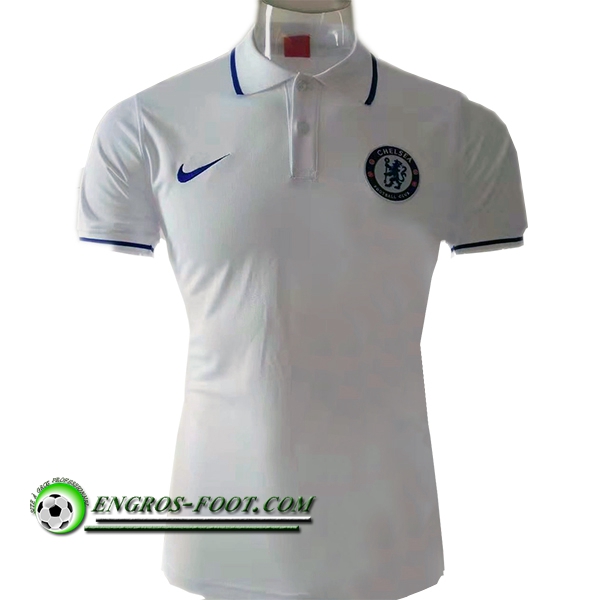 Engros-foot: Polo Foot FC Chelsea Bleu/Blanc 2019 2020 Thailande