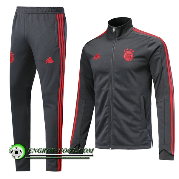 Engros-foot: Ensemble Survetement de - Veste Bayern Munich Gris Fonce 2019 2020 Thailande