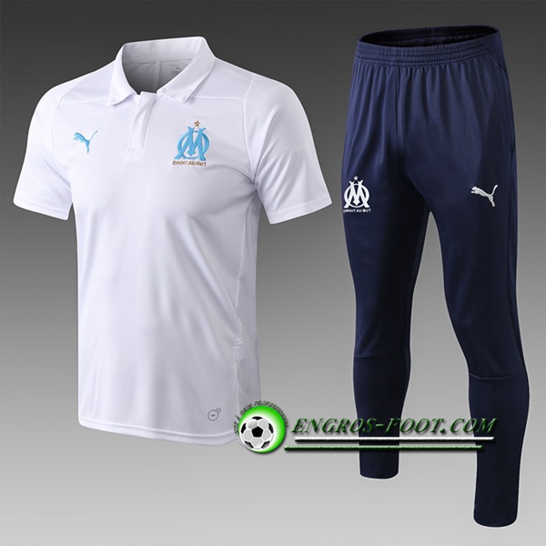 Engros-foot: Ensemble Polo Marseille OM + Pantalon Blanc 2019 2020 Thailande