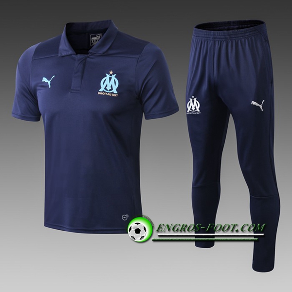 Engros-foot: Ensemble Polo Marseille OM + Pantalon Bleu Fonce 2019 2020 Thailande