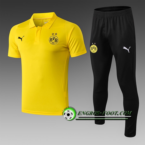 Engros-foot: Ensemble Polo Dortmund BVB + Pantalon Jaune 2019 2020 Thailande