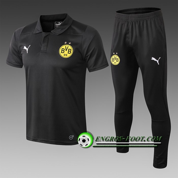 Engros-foot: Ensemble Polo Dortmund BVB + Pantalon Noir 2019 2020 Thailande