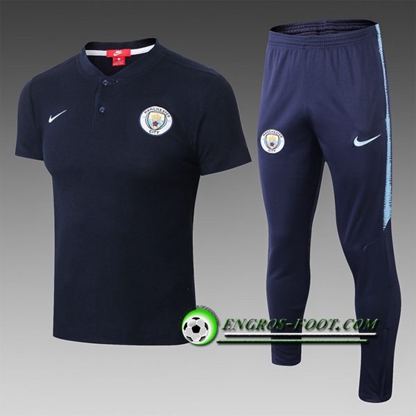 Engros-foot: Ensemble Polo Manchester City + Pantalon Noir 2019 2020 Thailande