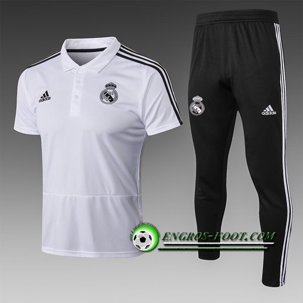 Engros-foot: Ensemble Polo Real Madrid + Pantalon Blanc 2019 2020 Thailande