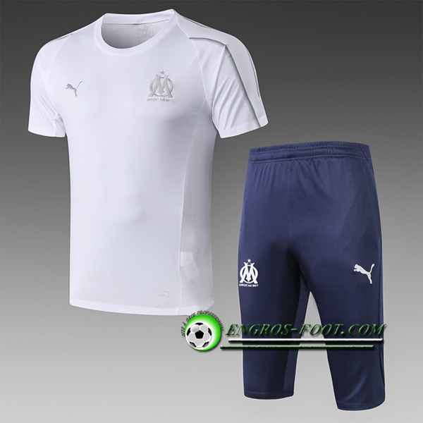 Engros-foot: Ensemble PRé MATCH Training Marseille OM + Pantalon 3/4 Blanc 2019 2020 Thailande