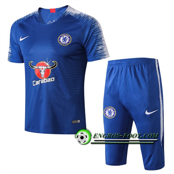 Engros-foot: Ensemble PRé MATCH Training FC Chelsea + Pantalon 3/4 Bleu 2019 2020 Thailande