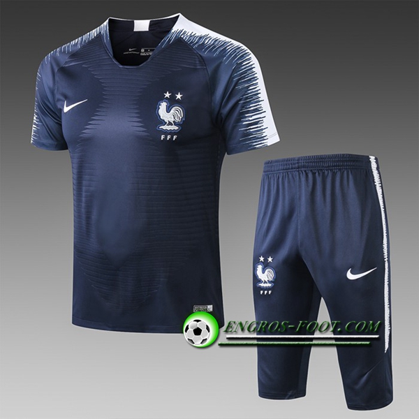 Engros-foot: Ensemble PRé MATCH Training France 2 Etoiles + Pantalon 3/4 Bleu Fonce 2019 2020 Thailande