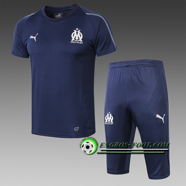 Engros-foot: Ensemble PRé MATCH Training Marseille OM + Pantalon 3/4 Bleu Fonce 2019 2020 Thailande