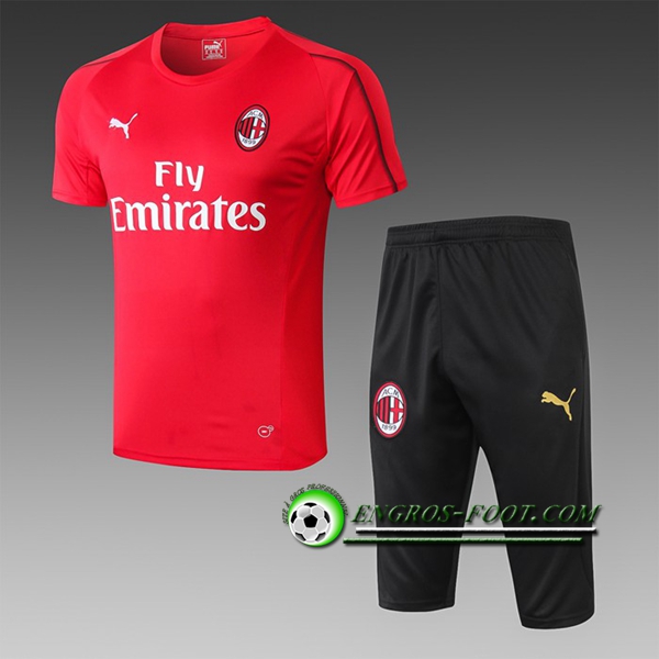 Engros-foot: Ensemble PRé MATCH Training Milan AC + Pantalon 3/4 Rouge 2019 2020 Thailande