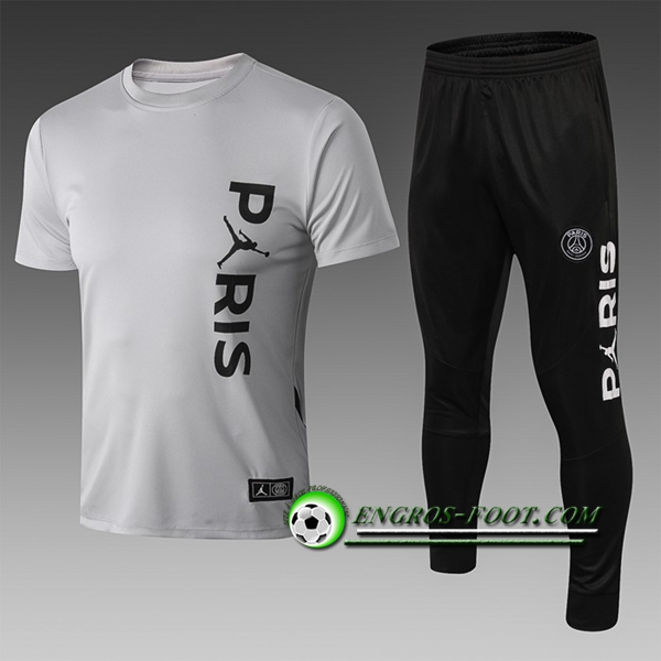 Engros-foot: Ensemble PRé MATCH Training Paris PSG Jordan + Pantalon 3/4 Gris 2019 2020 Thailande