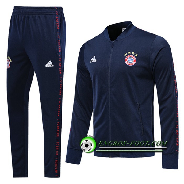 Engros-foot: Ensemble Survetement Foot - Veste Bayern Munich Bleu Fonce 2019 2020 Thailande