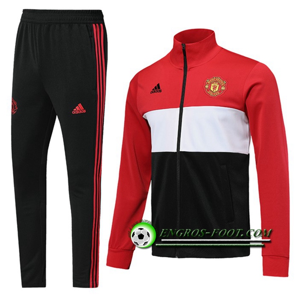 Engros-foot: Ensemble Survetement Foot - Veste Manchester United Rouge/Blanc/Noir 2019 2020 Thailande