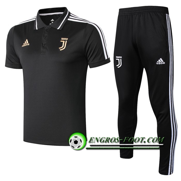 Engros-foot: Ensemble Polo Juventus + Pantalon Noir/Blanc 2019 2020 Thailande