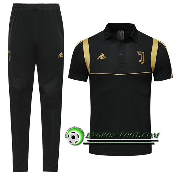 Engros-foot: Ensemble Polo Juventus + Pantalon Noir/Jaune 2019 2020 Thailande