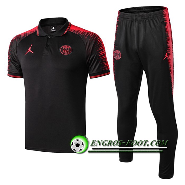 Engros-foot: Ensemble Polo Paris PSG Jordan + Pantalon Noir 2019 2020 Thailande