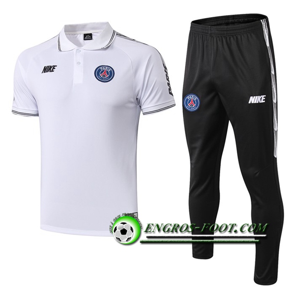 Engros-foot: Ensemble Polo Paris PSG NIKE + Pantalon Blanc 2019 2020 Thailande