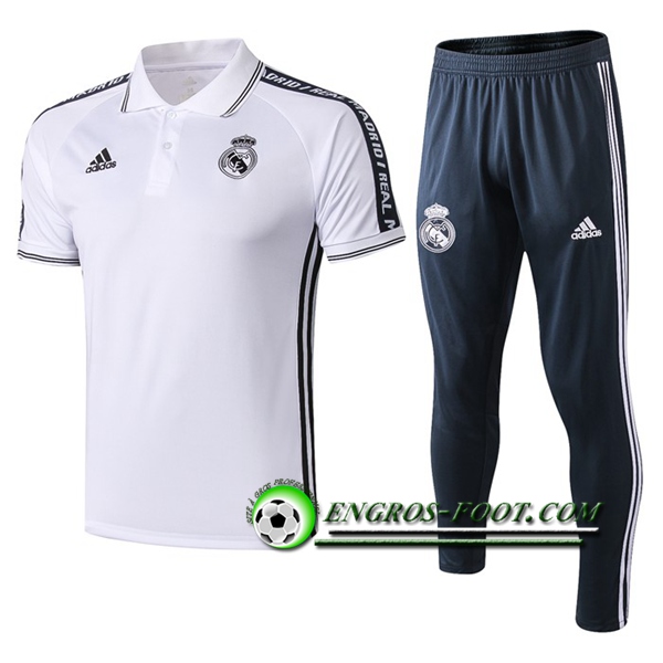 Engros-foot: Ensemble Polo Real Madrid + Pantalon Blanc 2019 2020 Thailande