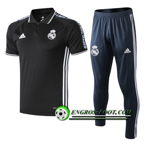 Engros-foot: Ensemble Polo Real Madrid + Pantalon Noir 2019 2020 Thailande