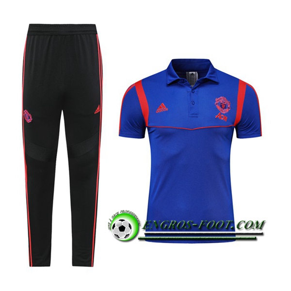 Engros-foot: Ensemble Polo Manchester United + Pantalon Bleu 2019 2020 Thailande