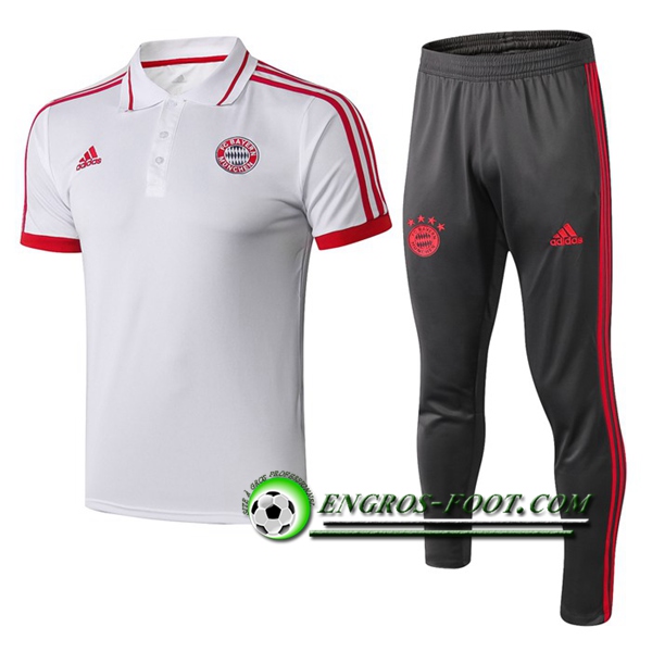 Engros-foot: Ensemble Polo Bayern Munich + Pantalon Blanc 2019 2020 Thailande